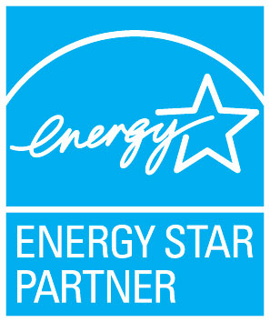 Energy Star Partner logo in blue: white text and star, arched top.
